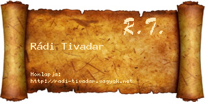 Rádi Tivadar névjegykártya